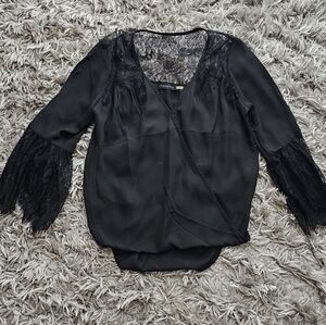 Chic Black Lace Women's Blouse